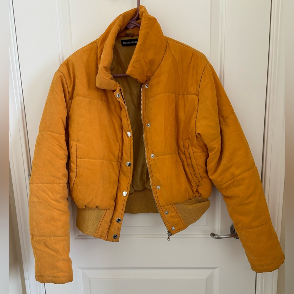 PrettyLittleThing yellow puffer jacket